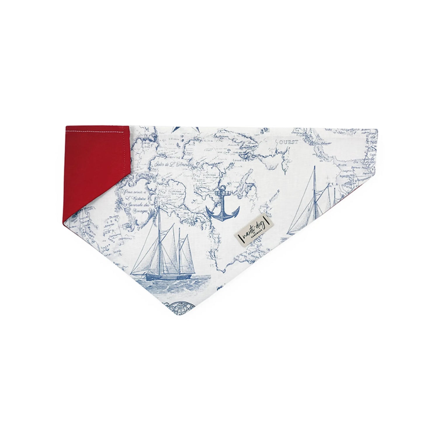 Carta Marina Light Vintage Nautical Toile Over-the-collar Dog Bandana