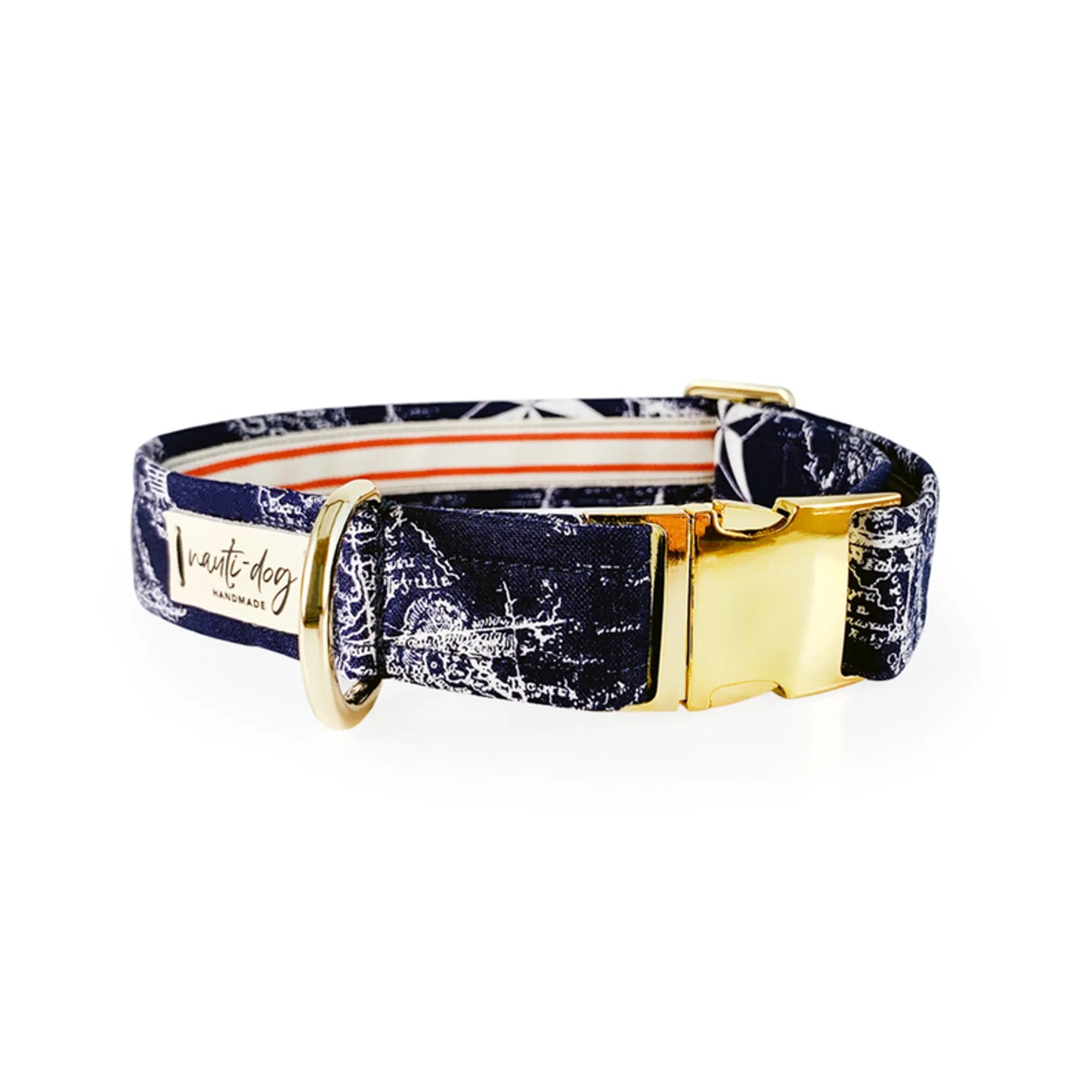 Carta Marina Navy Vintage Nautical Toile Buckle & Martingale Dog Collar - Pack Of: 1