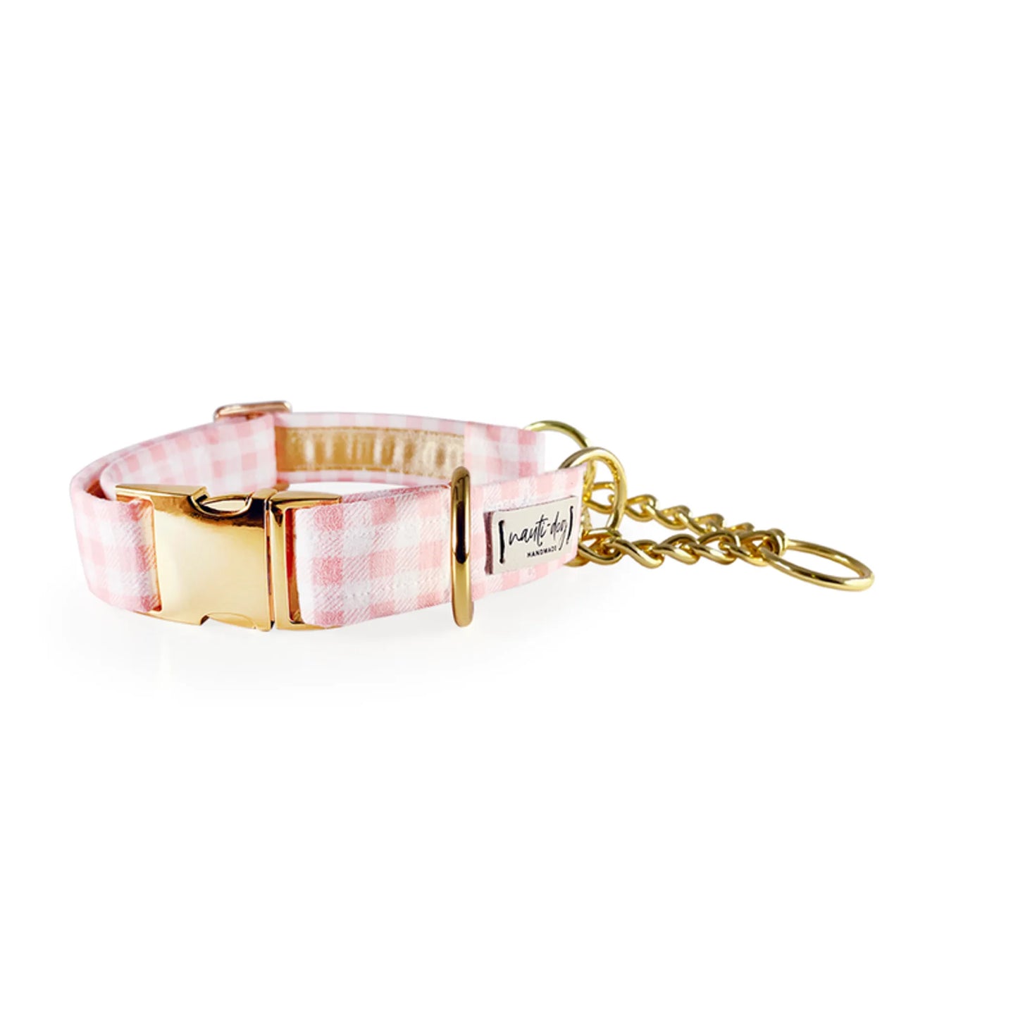 Gingham Pink Summer Plaid Check Buckle & Martingale Dog Collar - Pack Of: 1