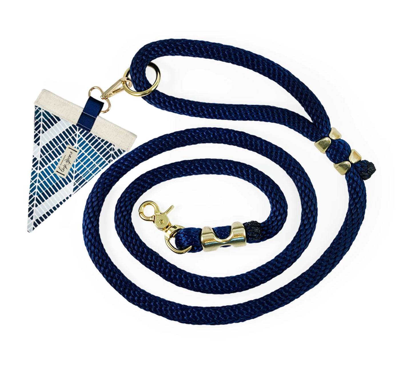 Cabana Mod Geometric Teal & Navy Premium Rope Dog Leash