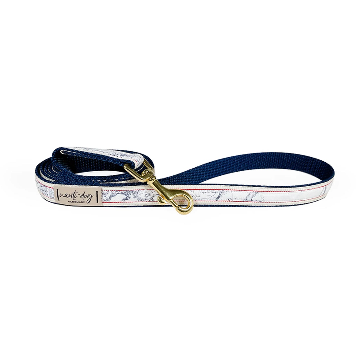 Carta Marina Light Vintage Nautical Toile Ribbon Dog Leash