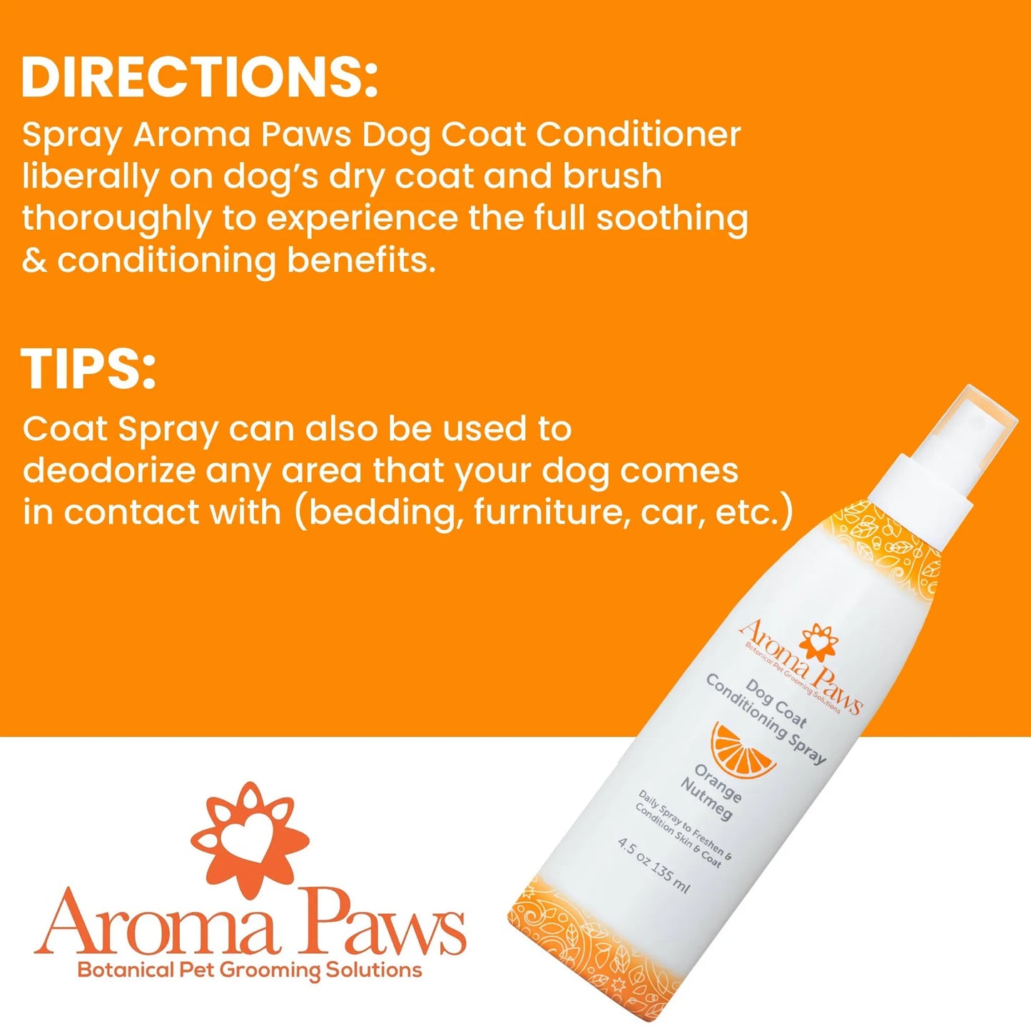 4.5 Oz. Dog Coat Spray Orange Nutmeg Vetiver