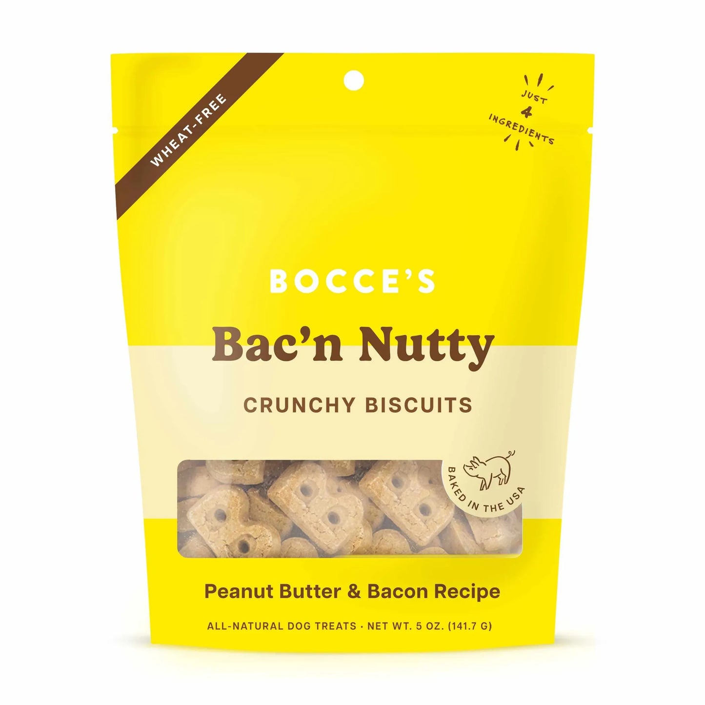 Bocce's Bakery Bac'N Nutty Biscuit Bags Dog Treats 5oz