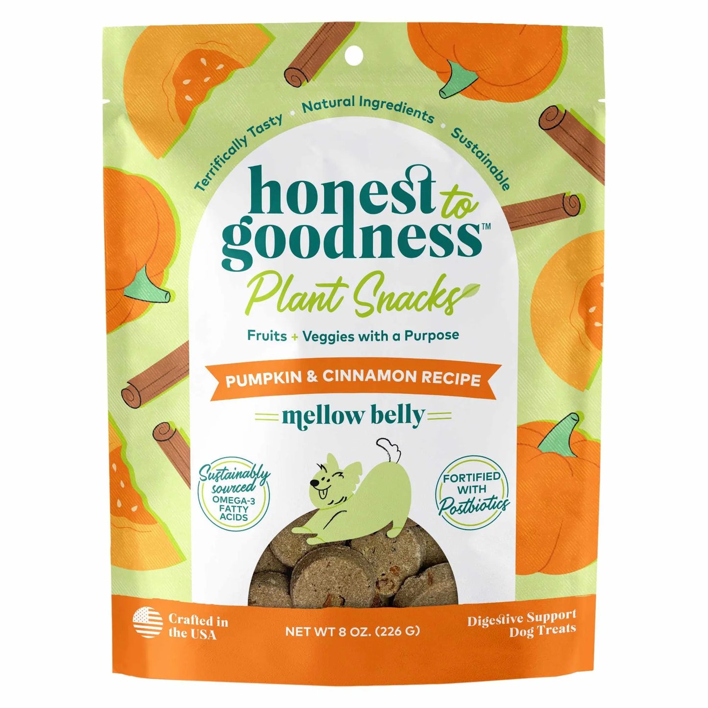 Honest To Goodness(TM) Plant Snacks Mellow Belly Pumpkin & Cinnamon Recipe Dog Treats 8oz