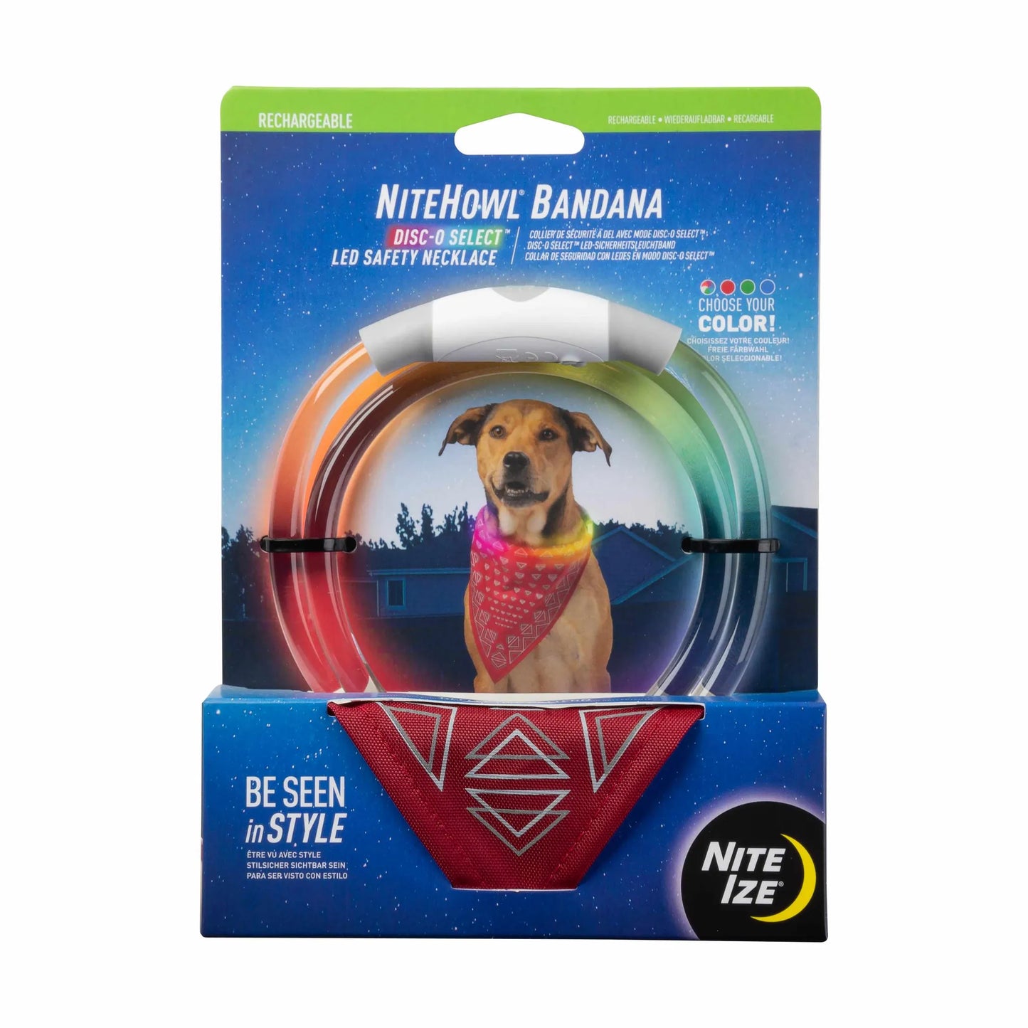 Nite Ize NiteHowl(R) Bandana Rechargeable LED Safety Necklace - Disc-O Select(TM) - Red