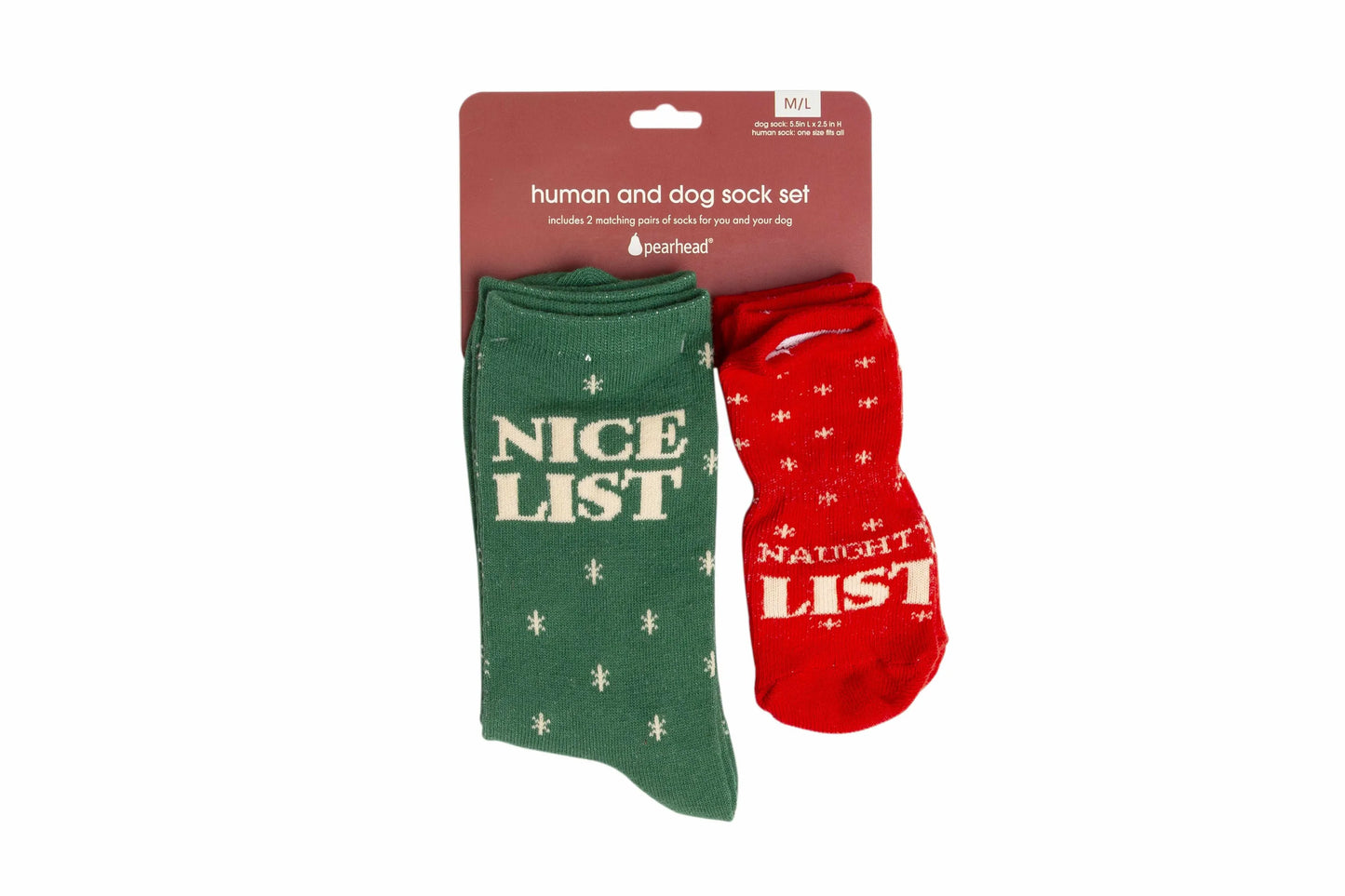 Pearhead Naughty List / Nice List Human and Dog Sock Set