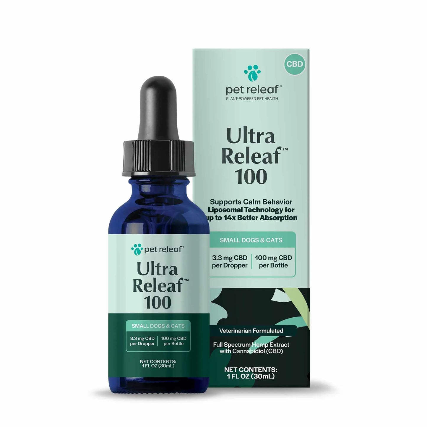 Pet Releaf Ultra Releaf 100mg Liposome CBD Oil for Small Dogs & Cats