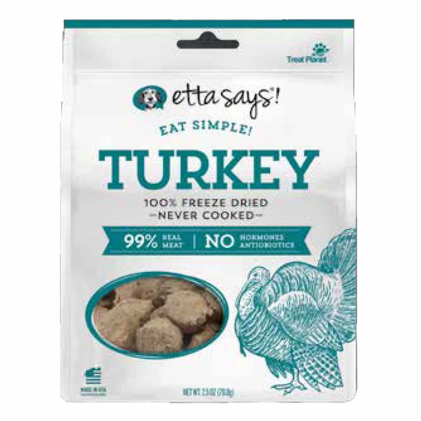 Etta Says! Eat Simple! 100% Freeze Dried Dog Treats Turkey 2.5oz