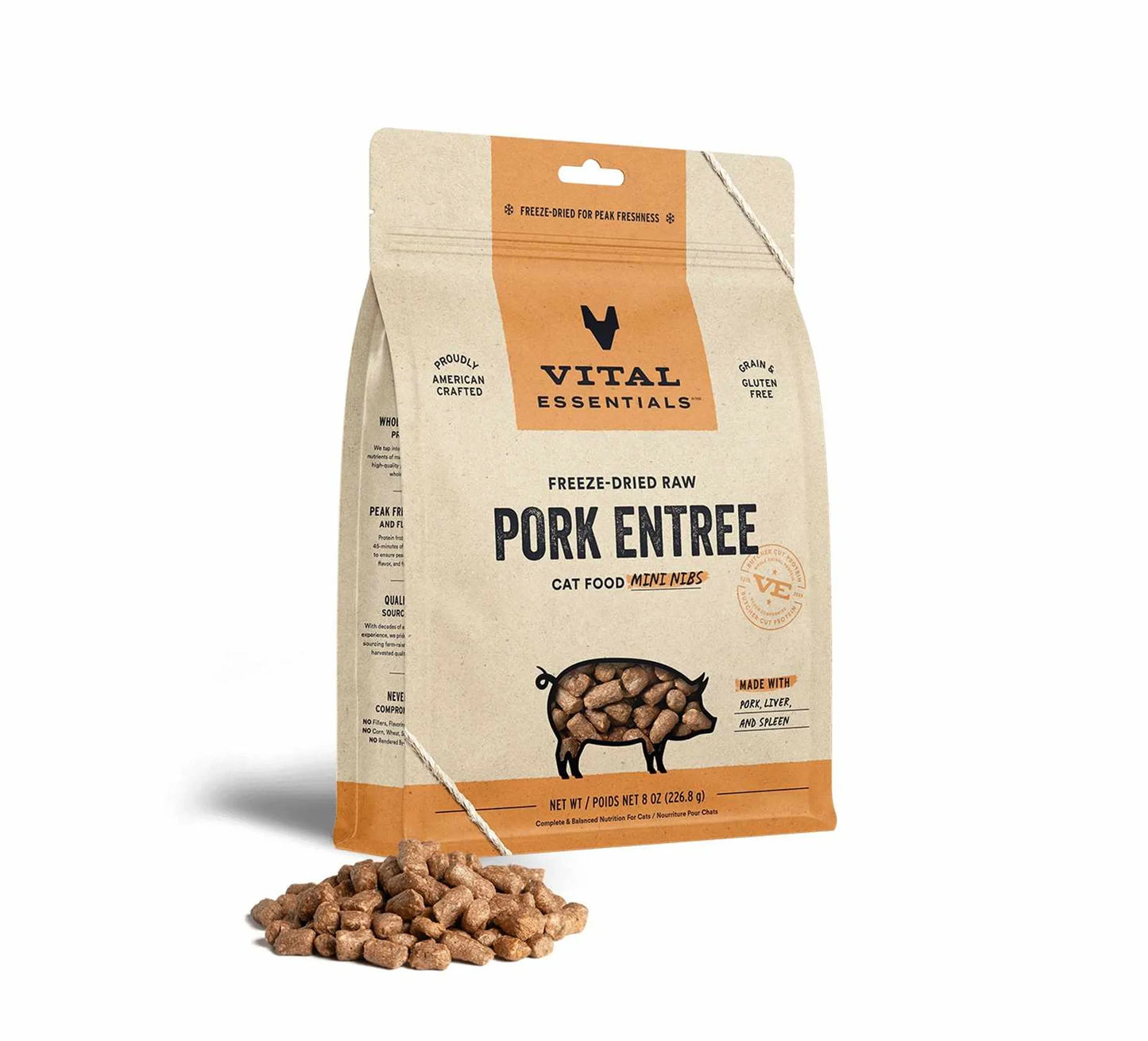 Vital Essentials(R) Freeze-Dried Raw Pork Entree Cat Food Mini Nibs