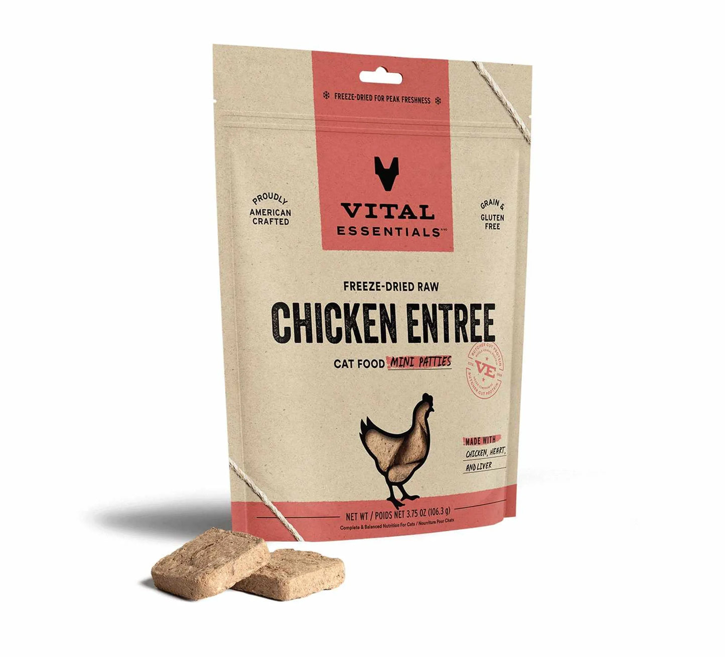 Vital Essentials(R) Freeze-Dried Raw Chicken Entree Cat Food Mini Patties