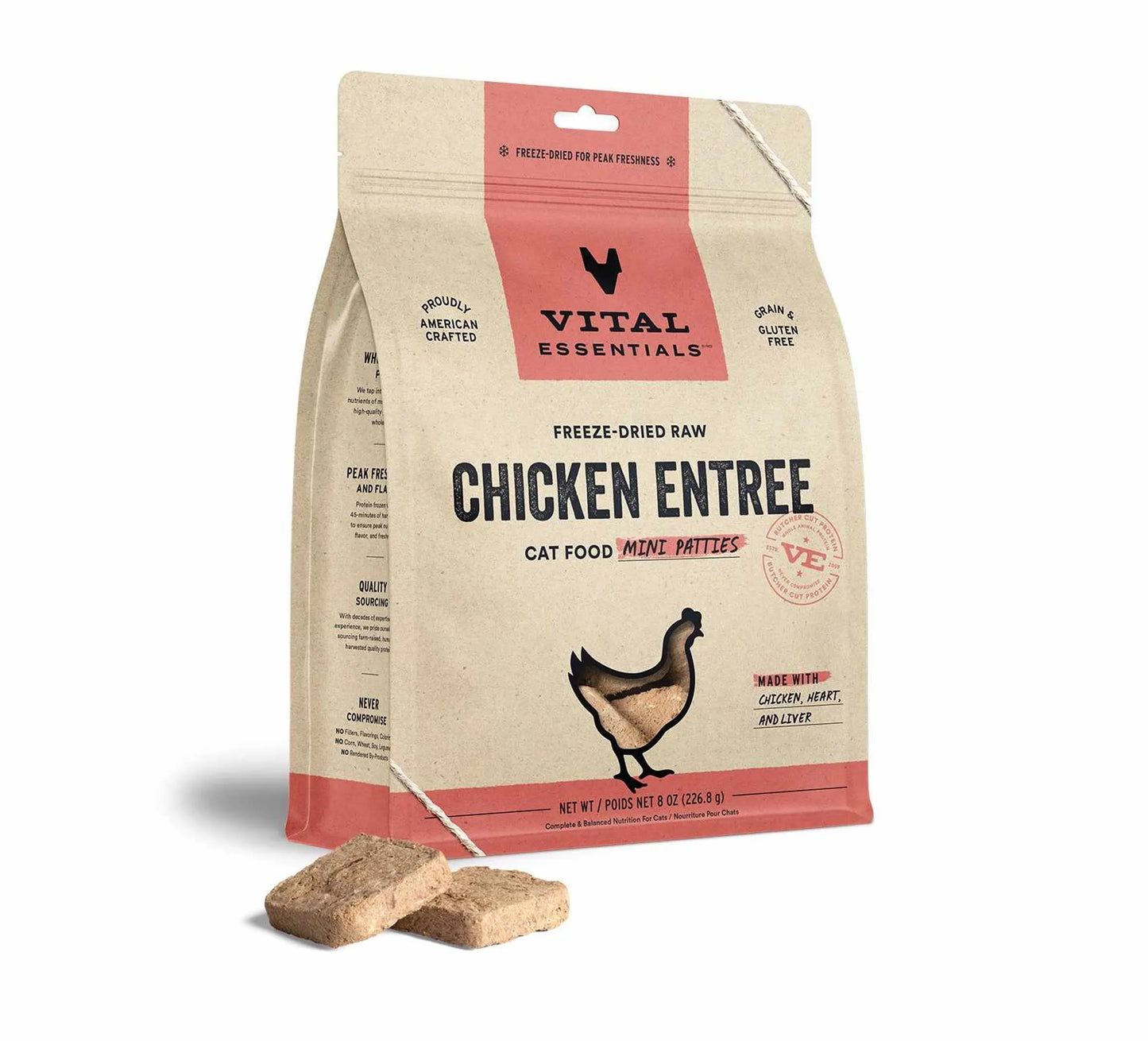 Vital Essentials(R) Freeze-Dried Raw Chicken Entree Cat Food Mini Patties,