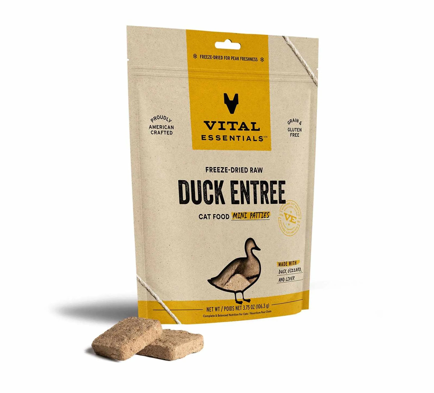 Vital Essentials(R) Freeze-Dried Raw Duck Entree Cat Food Mini Patties,