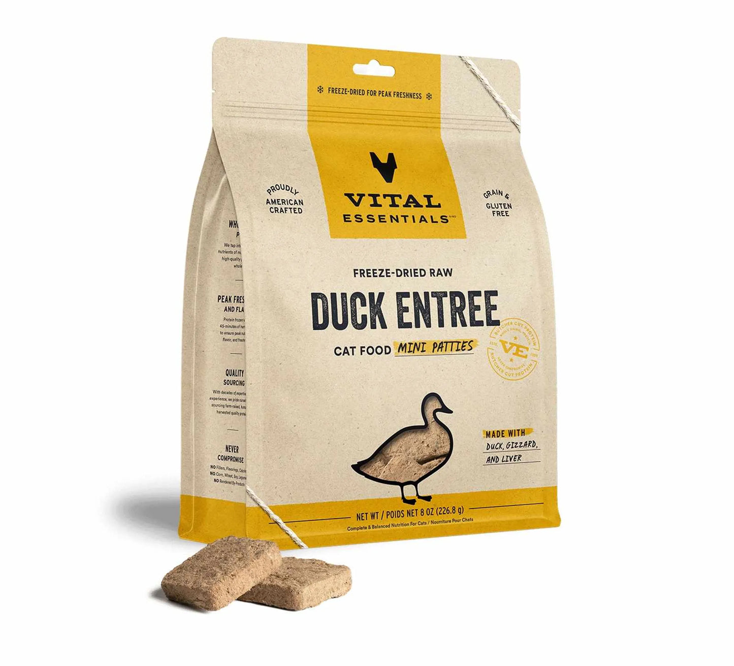 Vital Essentials(R) Freeze-Dried Raw Duck Entree Cat Food Mini Patties,