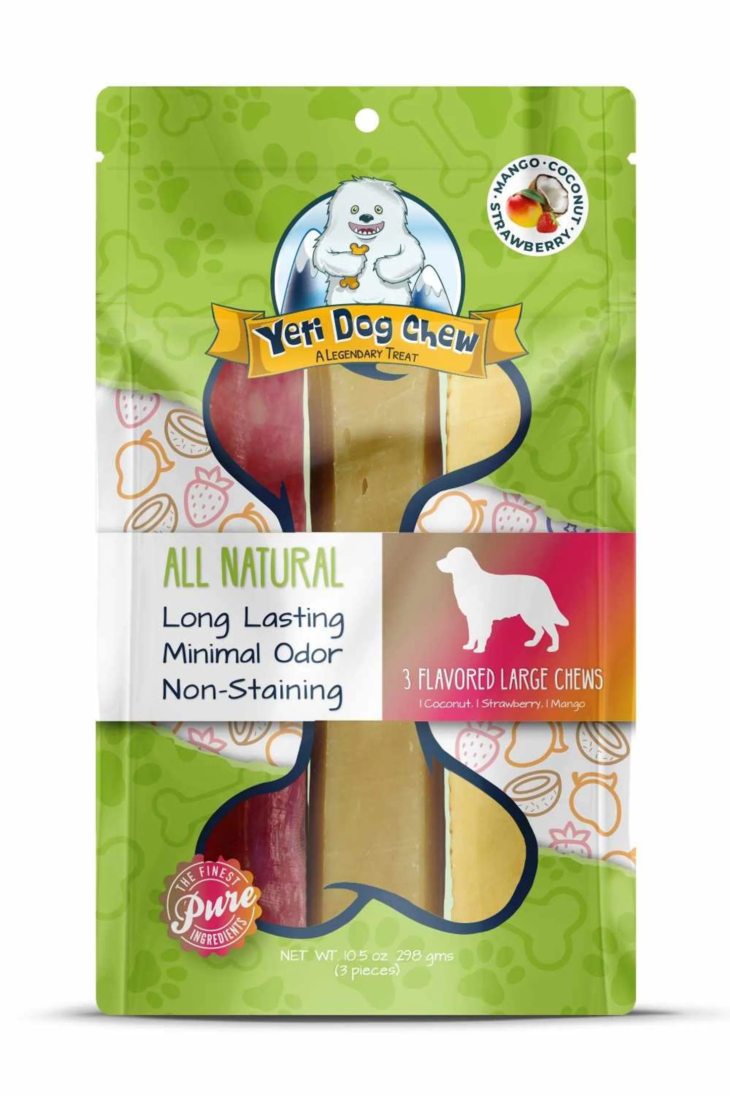 Yeti Dog Chews Coconut/Strawberry/Mango Large 3 pk 10.5oz