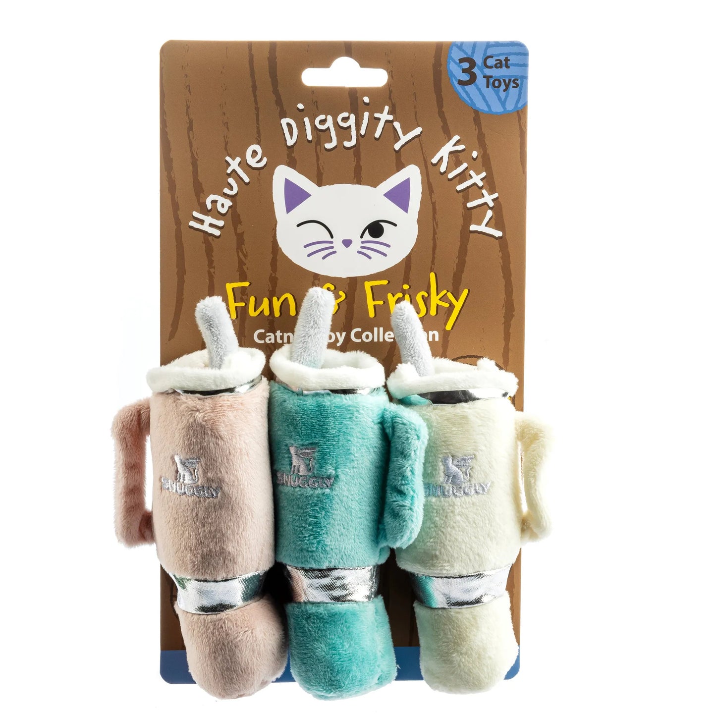 Snuggly Cup 3-Pack Organic Catnip Toys (Teal, Ivory, Blush)