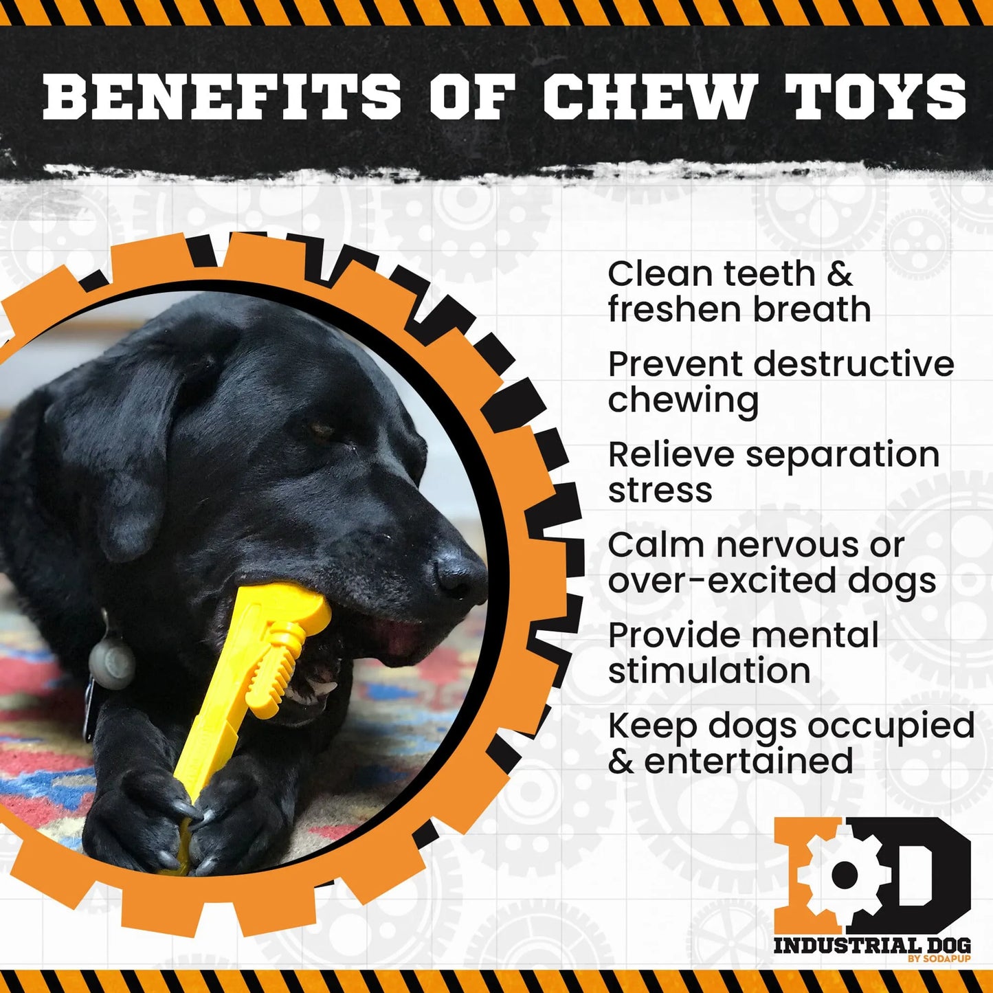 ID Pipe Wrench  Ultra Durable Nylon Dog Chew Toy for Aggressive Chewers