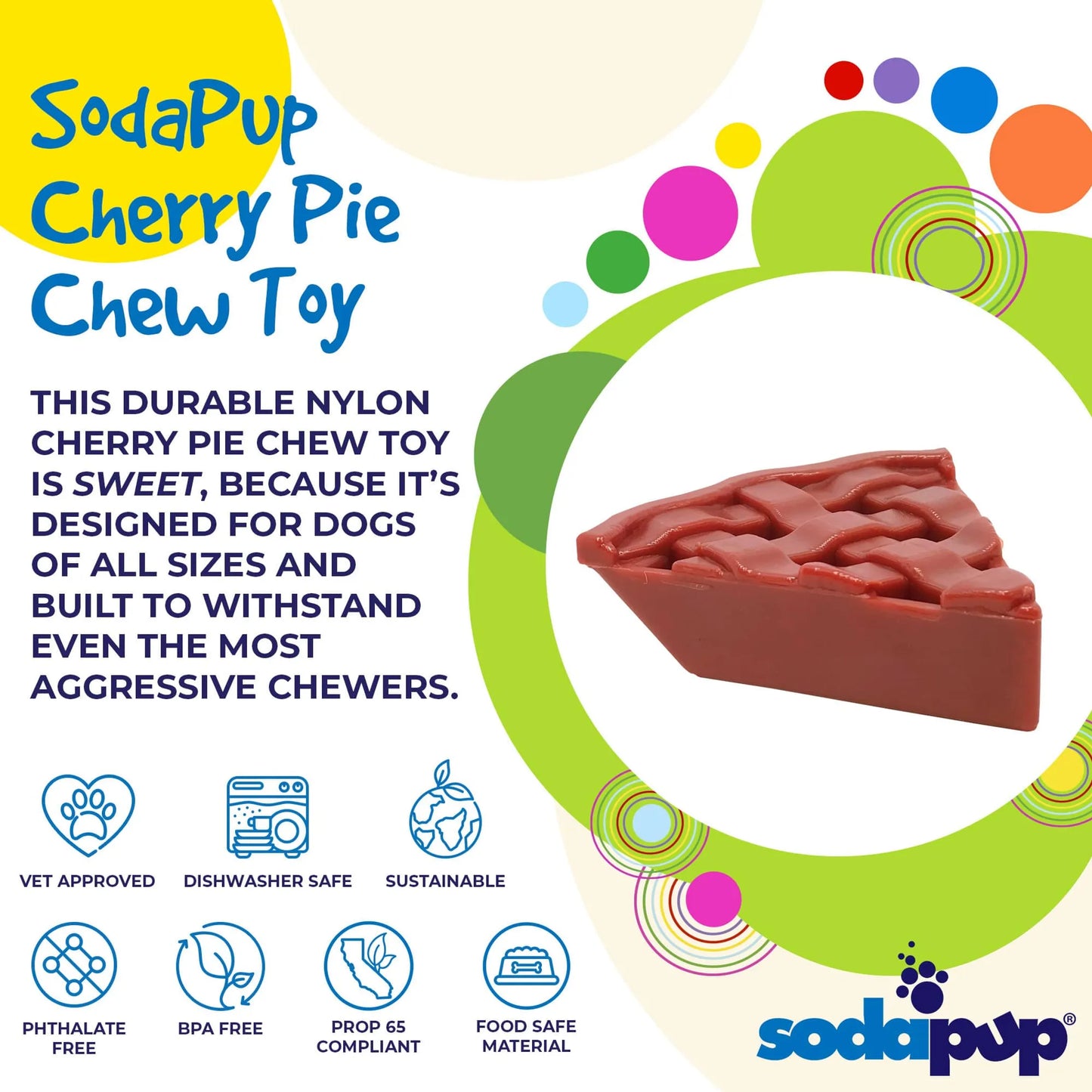 SP Cherry Pie Ultra Durable Nylon Dog Chew Toy and Treat Holder for Aggressive Chewers