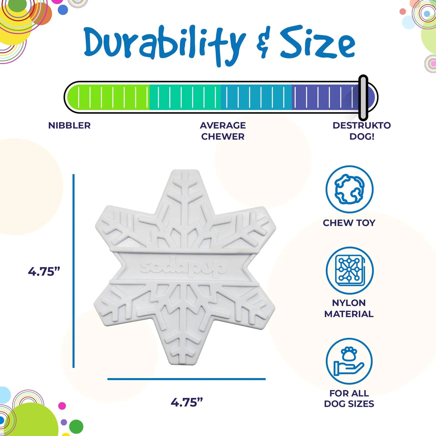 SP Snowflake Ultra Durable Nylon Dog Chew Toy for Aggressive Chewers