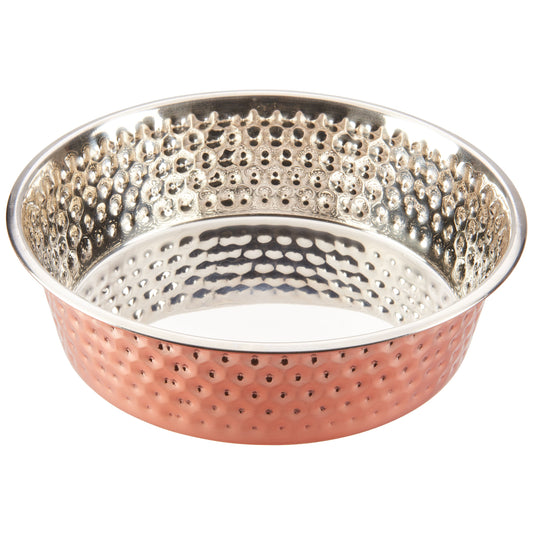 Spot Honeycomb Non Skid Stainless Steel Dog Bowl Hammered Exterior, Copper, 1ea/1 qt