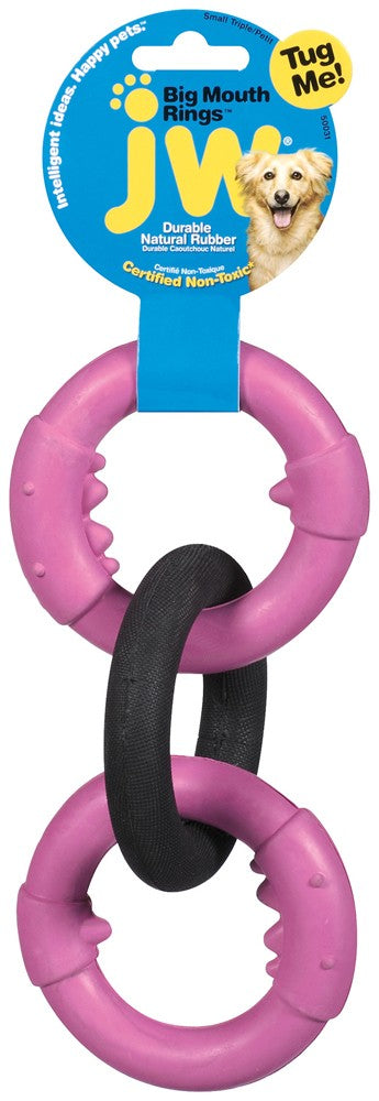 JW Pet Big Mouth Triple Ring Dog Toy Multi-Color 1ea/SM