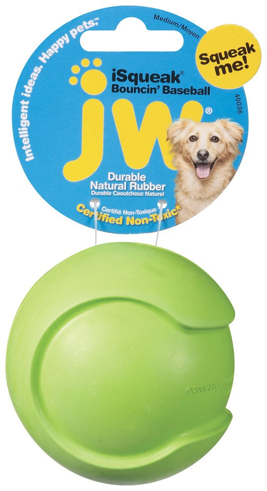 JW Pet iSqueak Bouncin' Dog Toy Baseball Assorted 1ea/MD