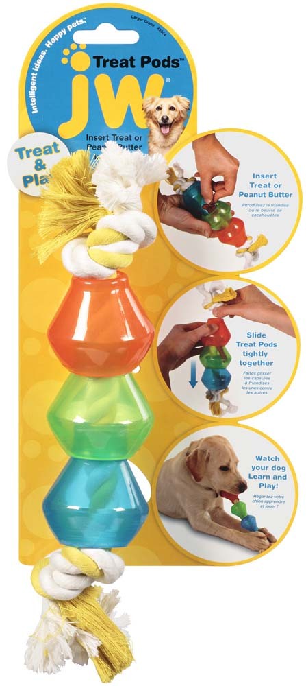 JW Pet Treat Pod Rope Dog Toy 1ea/SM