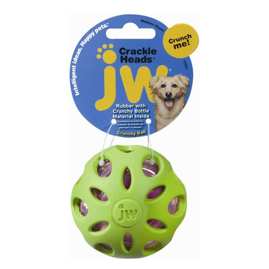 JW Pet Crackle Heads Crackle Ball Dog Toy Assorted 1ea/MD