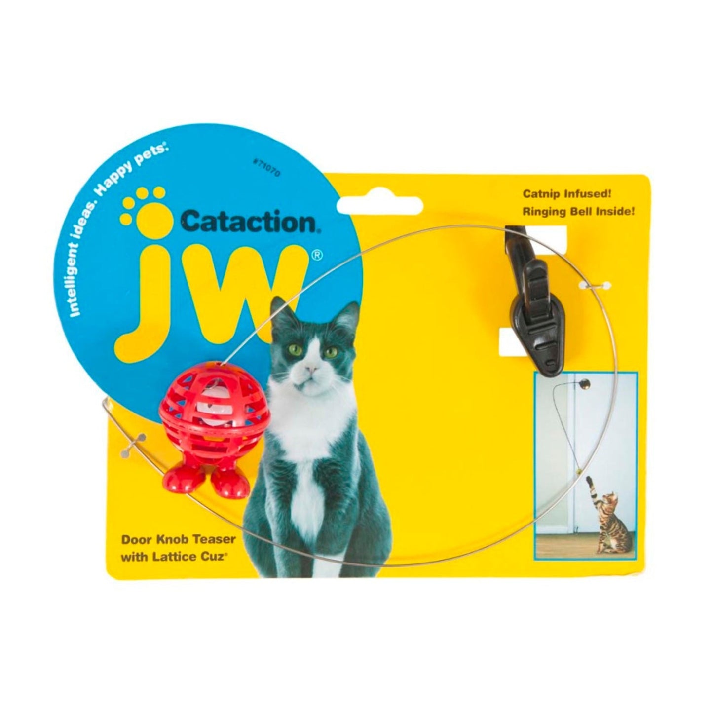 JW Pet Cataction Doorknob Teaser With Cuz Cat Toy Multi-Color 1ea/One Size