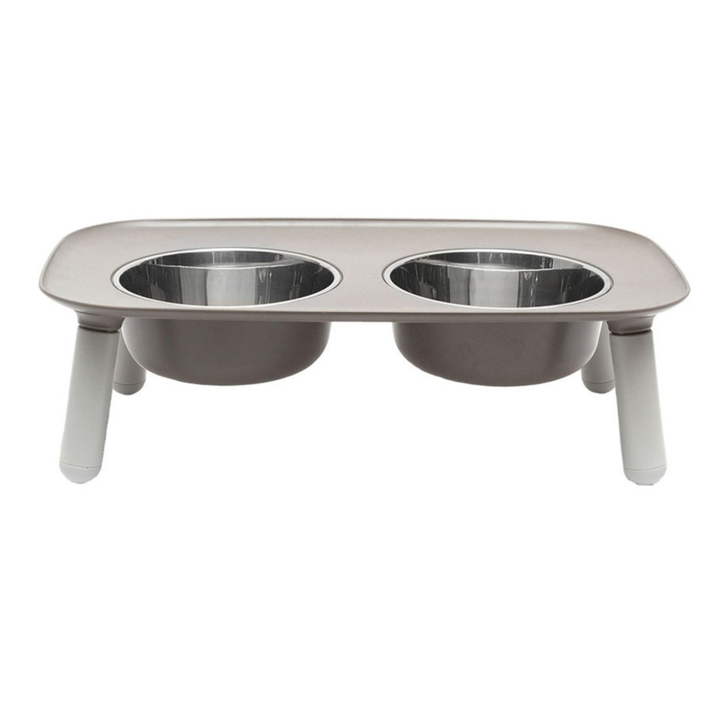 Messy Mutts Dog Double Feeder Elevated Grey