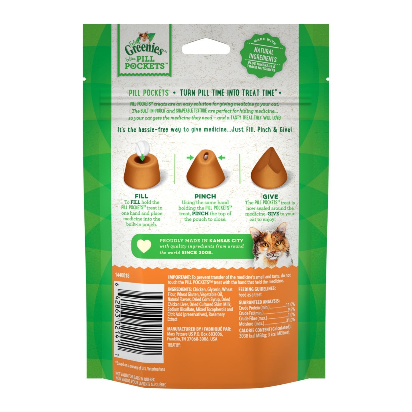 Greenies Feline Pill Pockets Cat Treats Chicken 1ea/1.6 oz, 45 ct