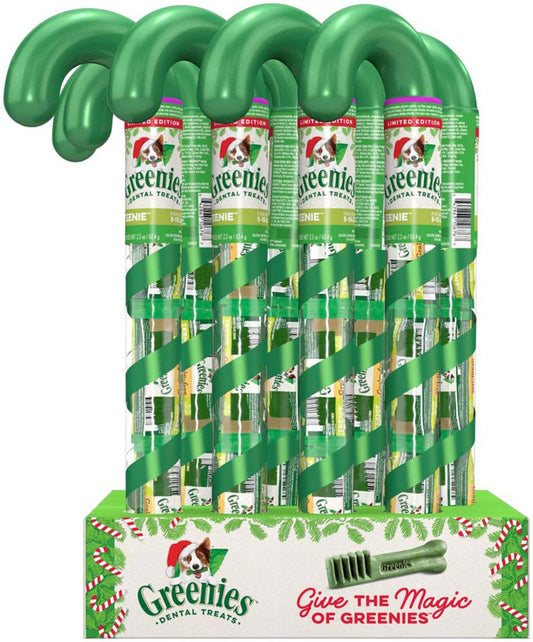 Greenies Holiday Limited Edition Packaging Dog Dental Treat Candy Cane Tube Teenie 12ea/2.24 oz, 8 ct