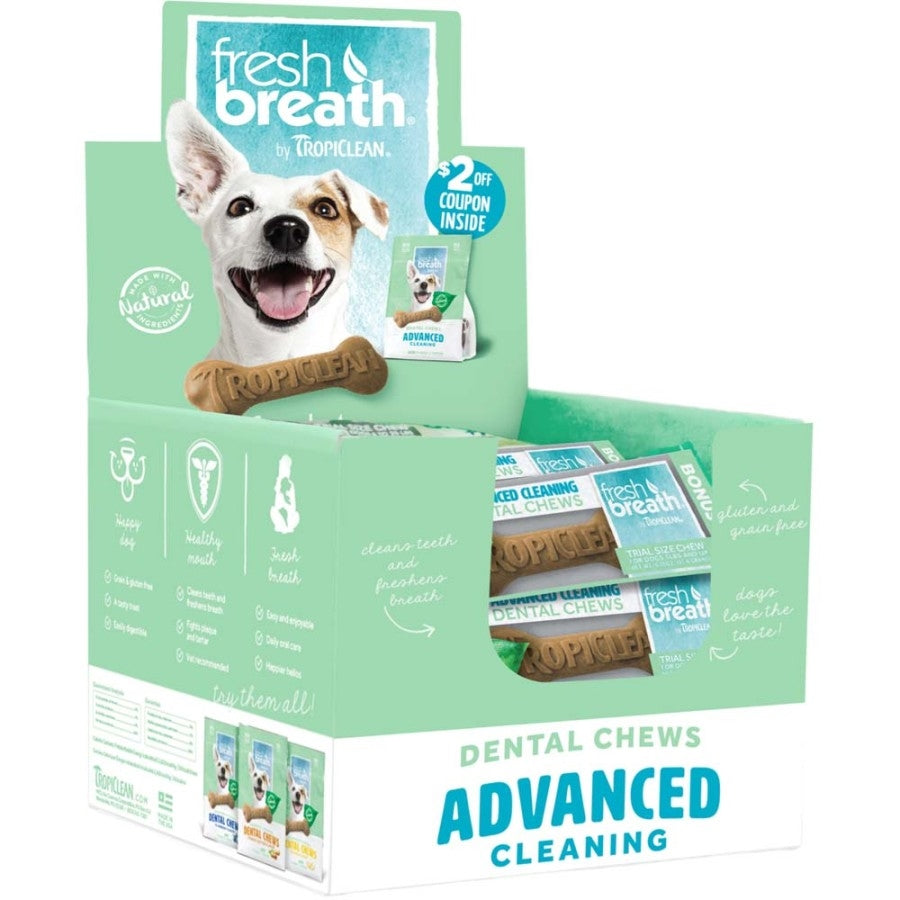 TropiClean Fresh Breath Single Serve Dong Dental Chew Display 1ea/30 Piece