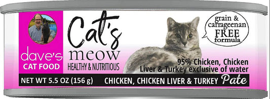 Dave's Pet Food Cat's Meow 95% Chicken with Liver 5.5oz. (Case of 24)