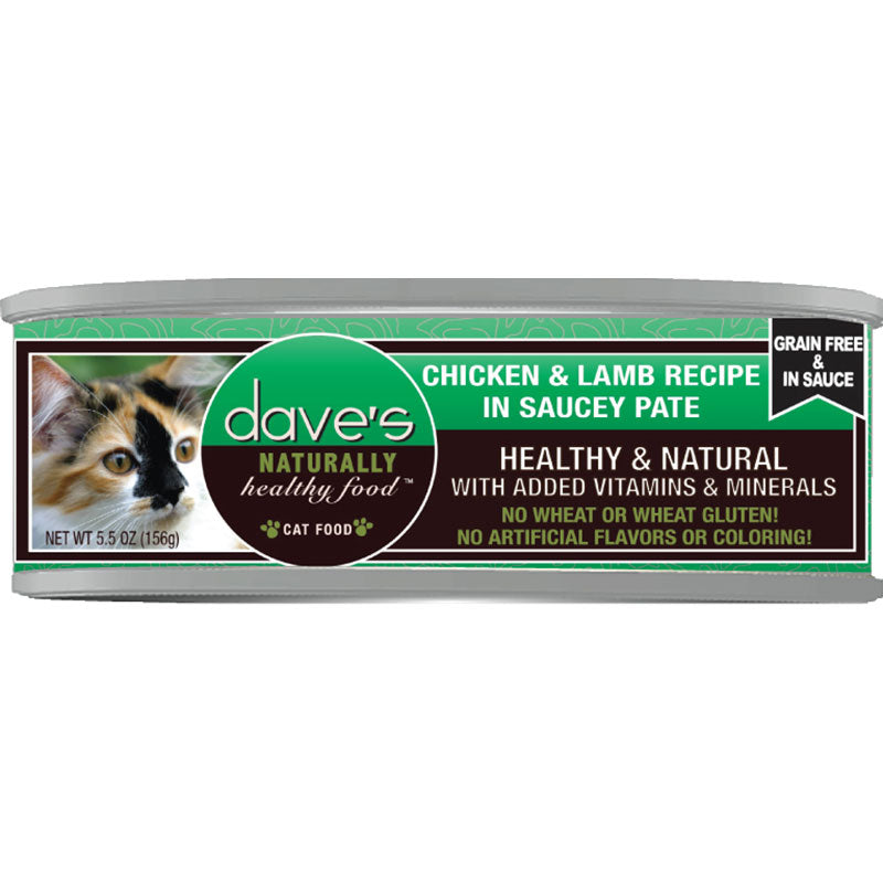 Dave's Cat Grain Free Saucey Chicken N Lamb 5.5oz. (Case of 24)