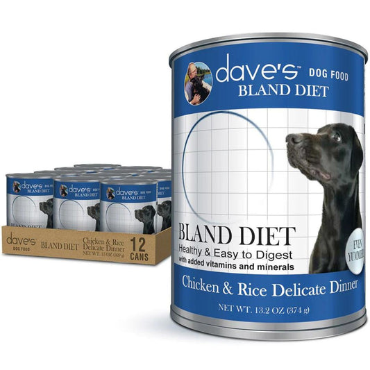 Dave'S Pet Food Dog Restricted Bland Diet Chicken & Rice 22Oz 12 Pack