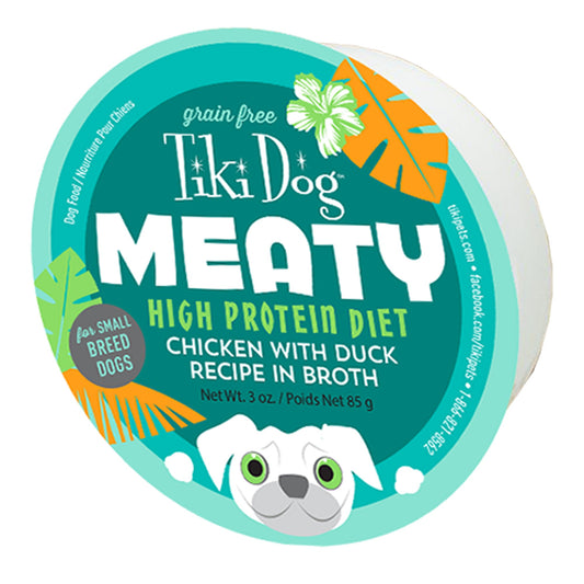 Tiki Pets Dog Mighty Chicken Duck 3oz. (Case of 4)