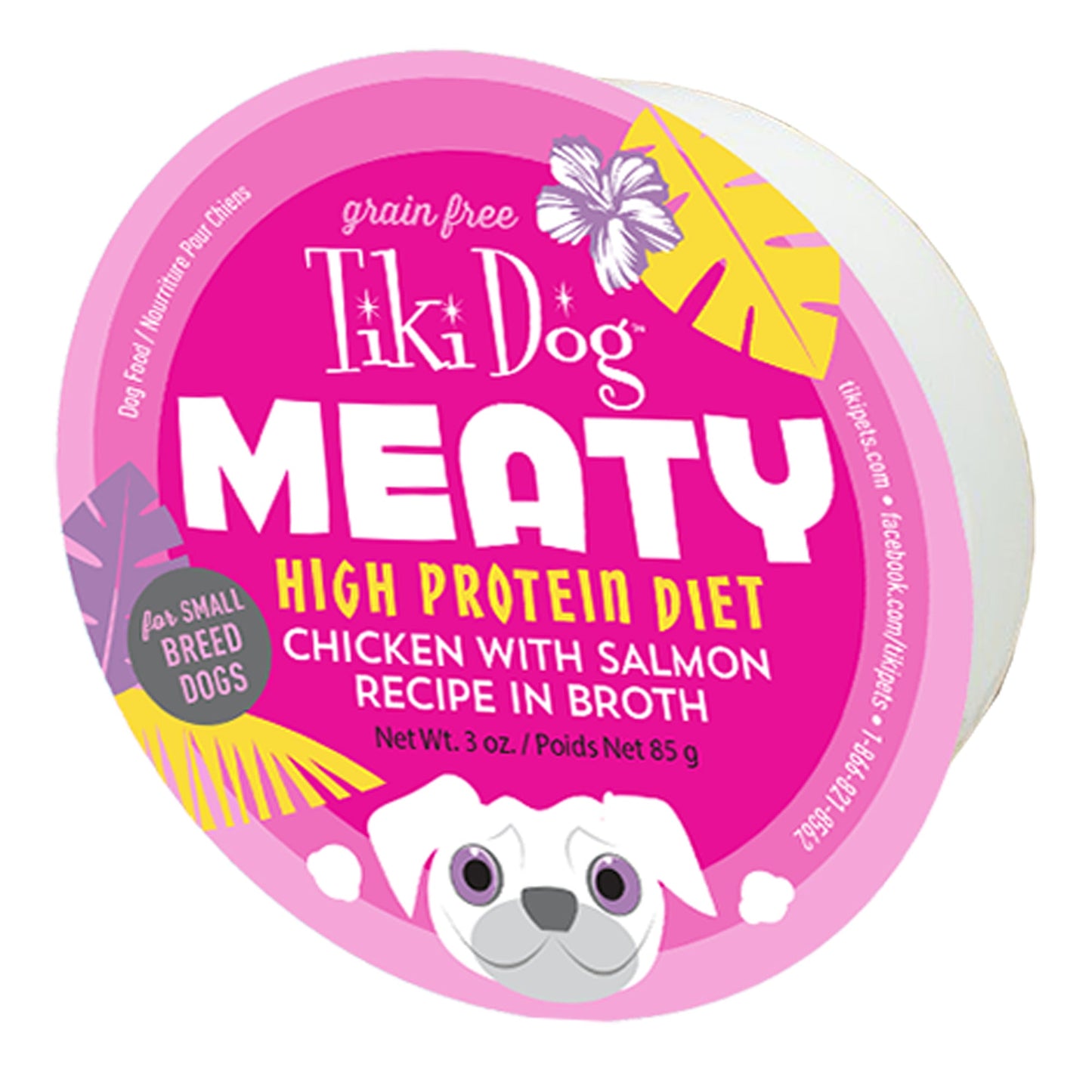 Tiki Pets Dog Mighty Chicken Salmon 3oz. (Case of 4)