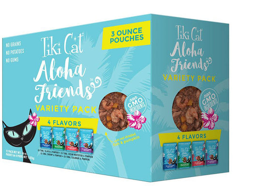 Tiki Pets Cat Aloha Friends 3oz. Pouch Variety Pack (Case of 12)