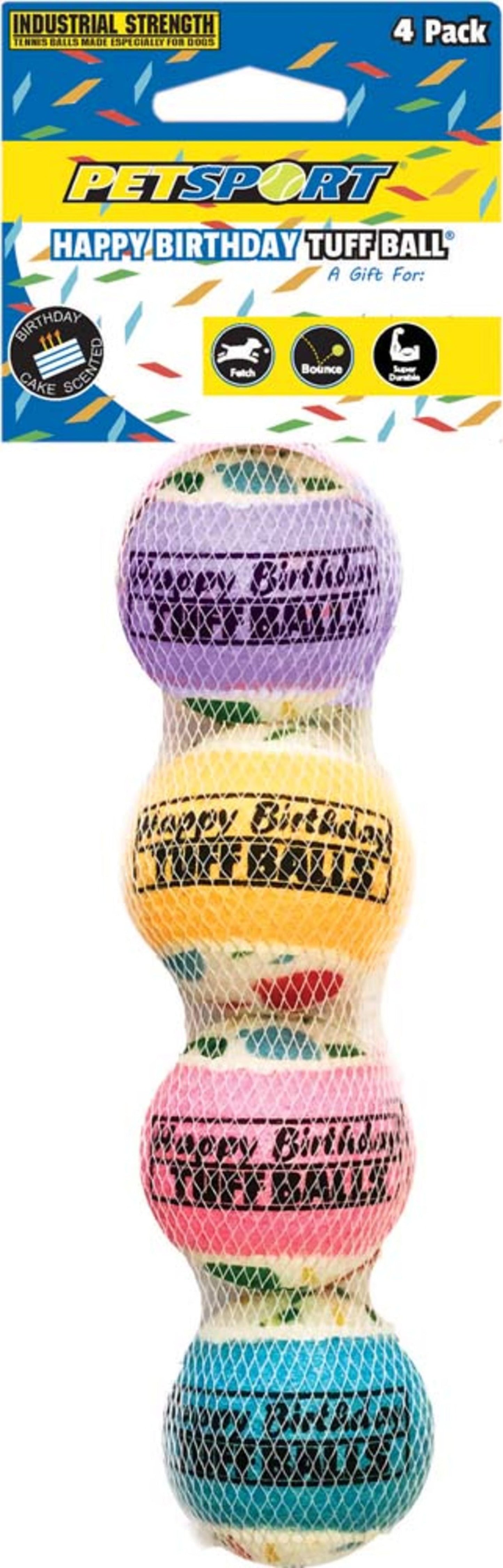 Petsport USA Happy Birthday Ball Jr. Dog Toy Assorted 1ea/4 pk, 1.8 in