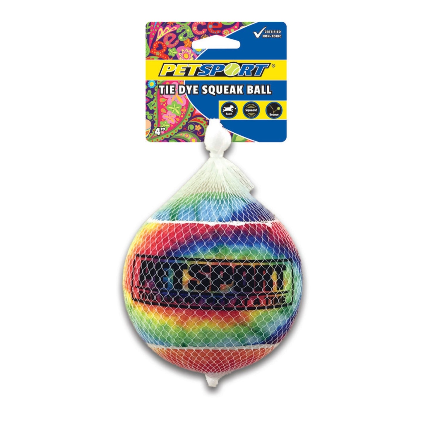 Petsport USA Tie Dye Squeak Ball Dog Toy 1ea/4 in, 1 pk