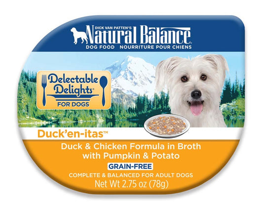 Natural Balance Pet Foods Delectable Delights Wet Dog Food Duck'en-itas in Broth 2.75oz. (Case of 24)