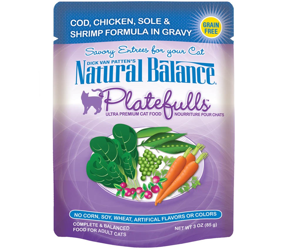 Natural Balance Pet Foods Ultra Platefulls Morsels in Gravy Wet Cat Food Cod, Chicken, Sole & Shrimp in Gravy 24ea/3 oz