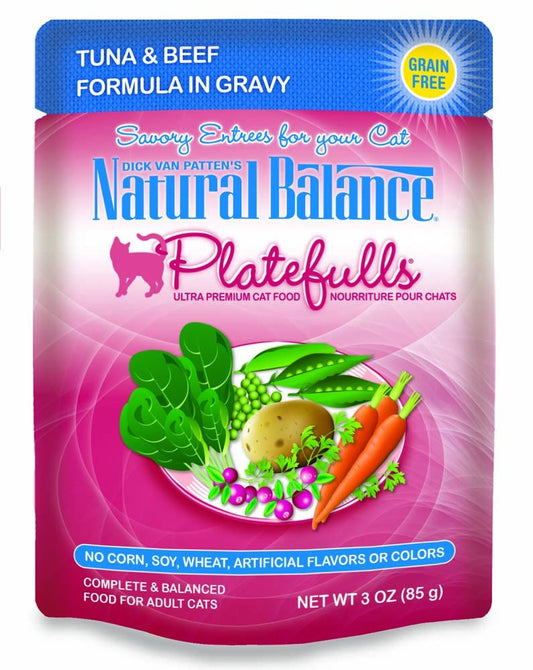 Natural Balance Pet Foods Ultra Platefulls Morsels in Gravy Wet Cat Food Tuna & Beef in Gravy 24ea/3 oz