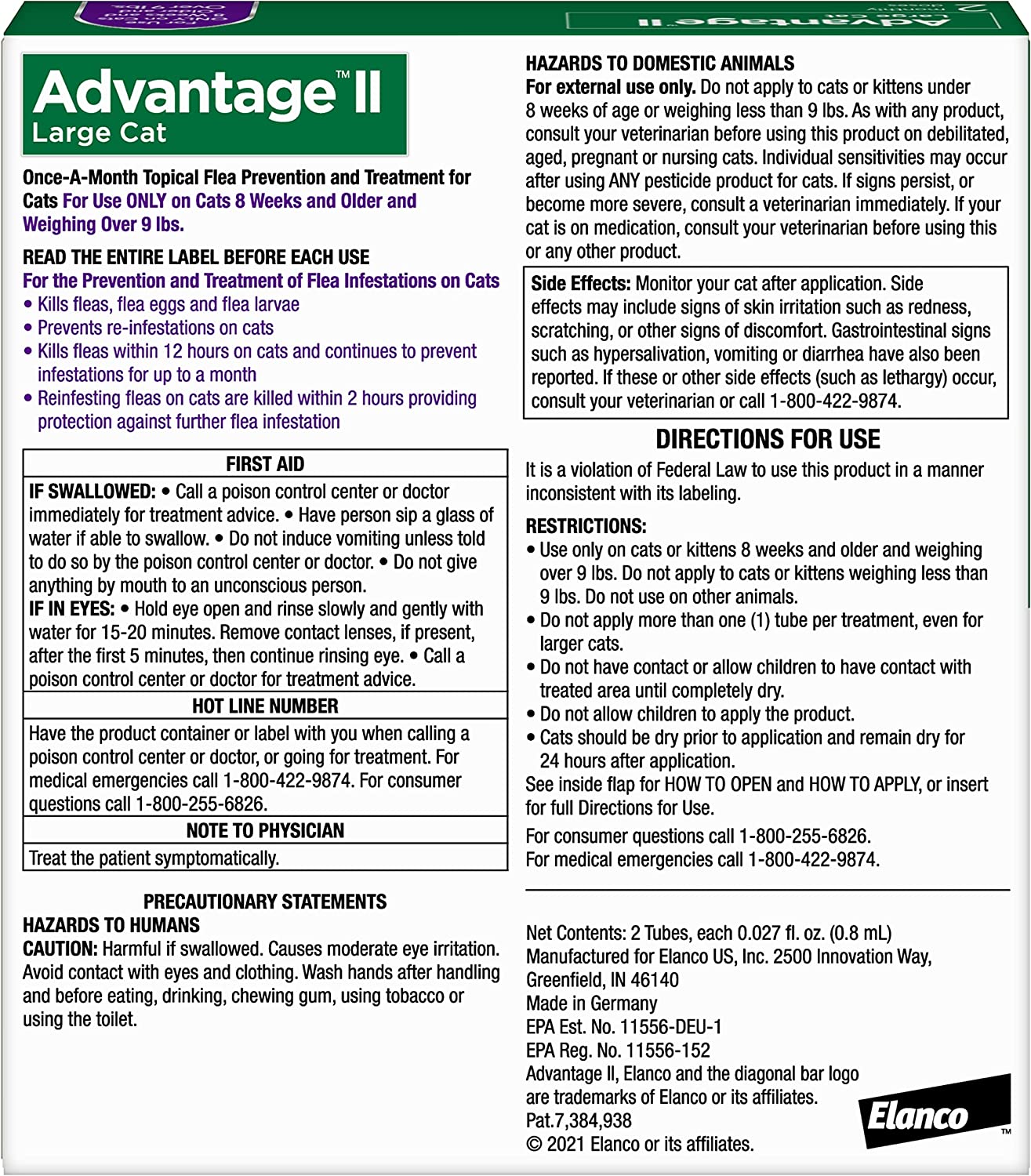 Advantage II Cat Large Purple 2-Pack