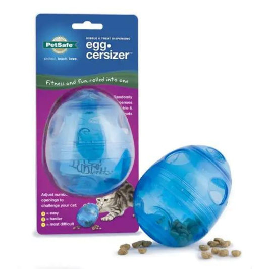 PetSafe Funkitty Egg-Cersizer Treat Dispenser Cat Toy Blue 1ea