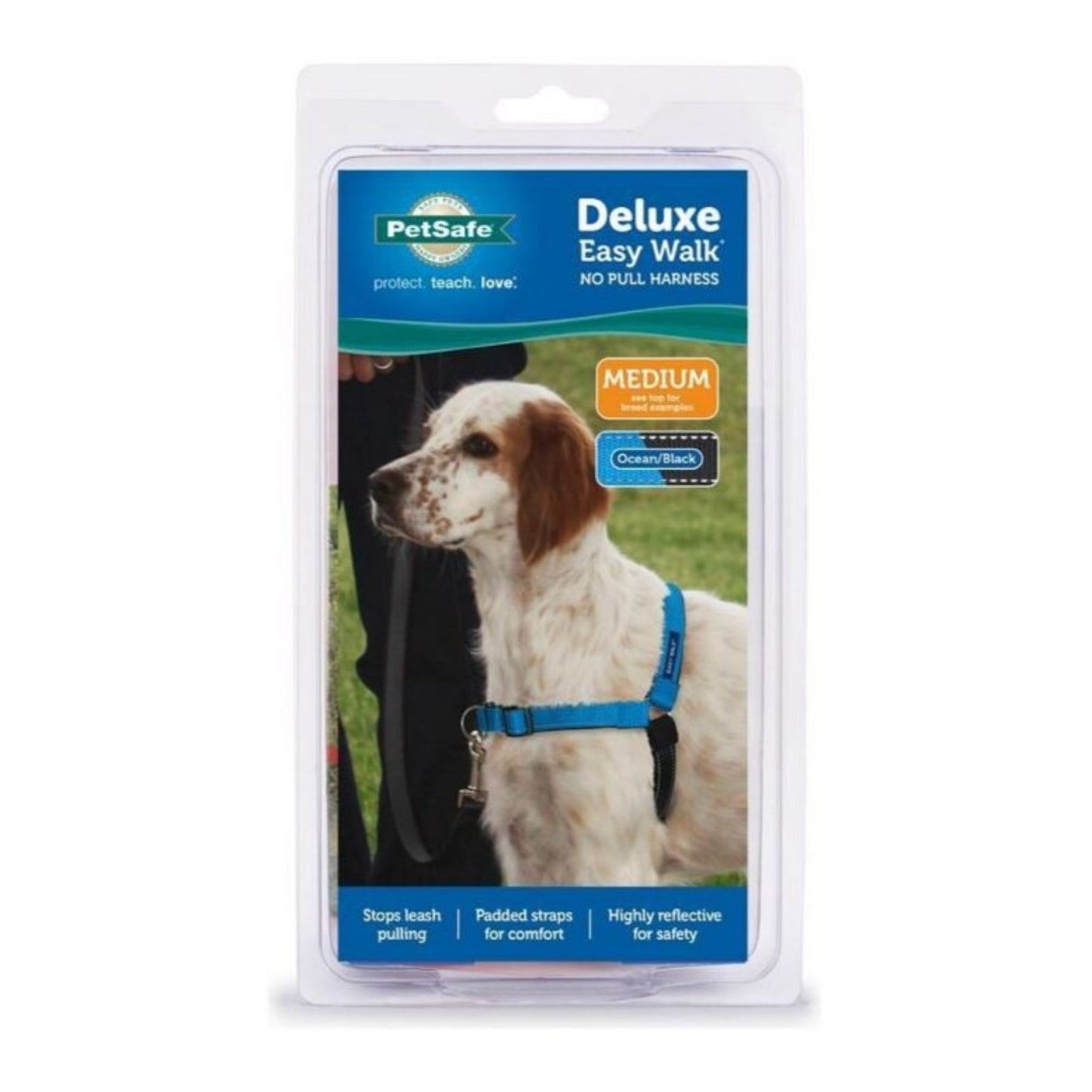 PetSafe Deluxe Easy Walk Steel Dog Harness Black/Ocean 1ea/MD