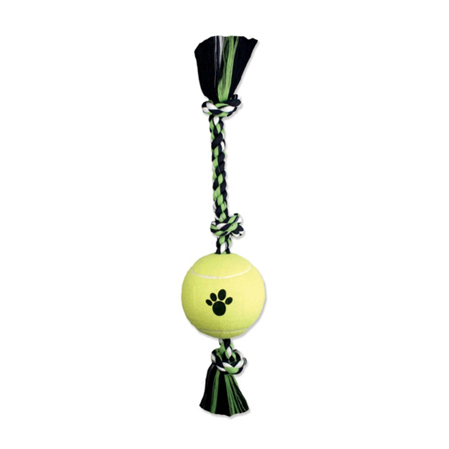 Mammoth Pet Products 3 Knot Tug Dog toy w/4in Tennis Ball Multi-Color 1ea/24 in, LG