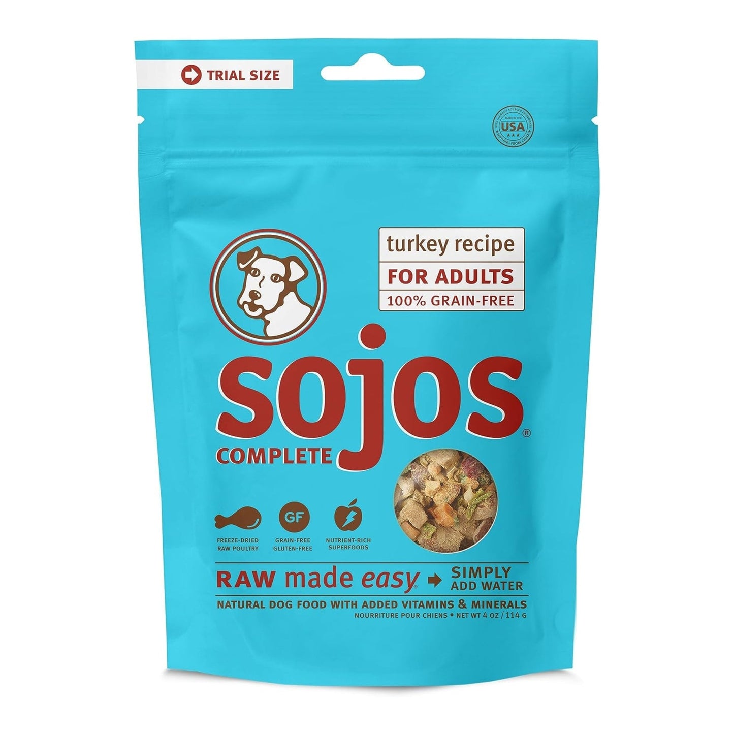 Sojos Complete Grain Free Adult Dog Food Turkey Recipe, 4 oz. Trial Size