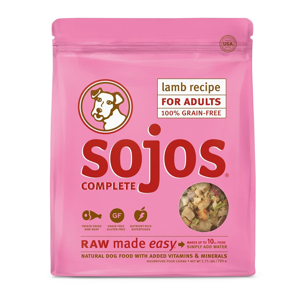 Sojos Complete Lamb Recipe Adult Freeze-Dried Grain-Free Dehydrated Dog Food, 1.75 Lbs