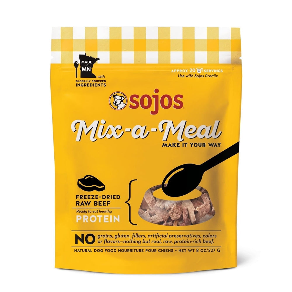 Sojos Mix-A-Meal Beef Grain Free Freeze-Dried Raw Dog Food Topper 8oz.